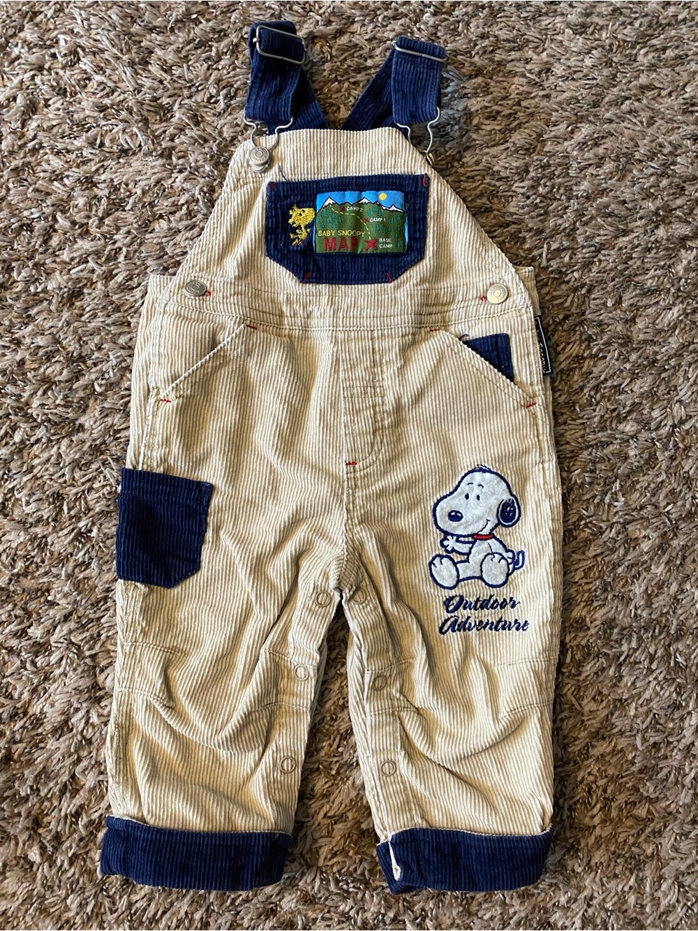 Vintage Baby Snoopy outdoor adventure corduroy overalls